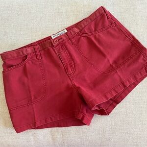 A&F 3” Red Mini Shorts With Snap Back Pockets